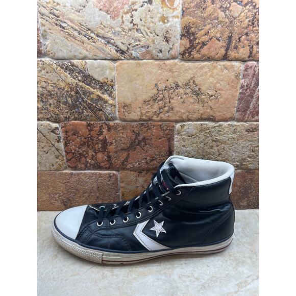 Converse CONS High Top Leather Sneakers Black White Men’s 12 Women’s 14 - Picture 8 of 11